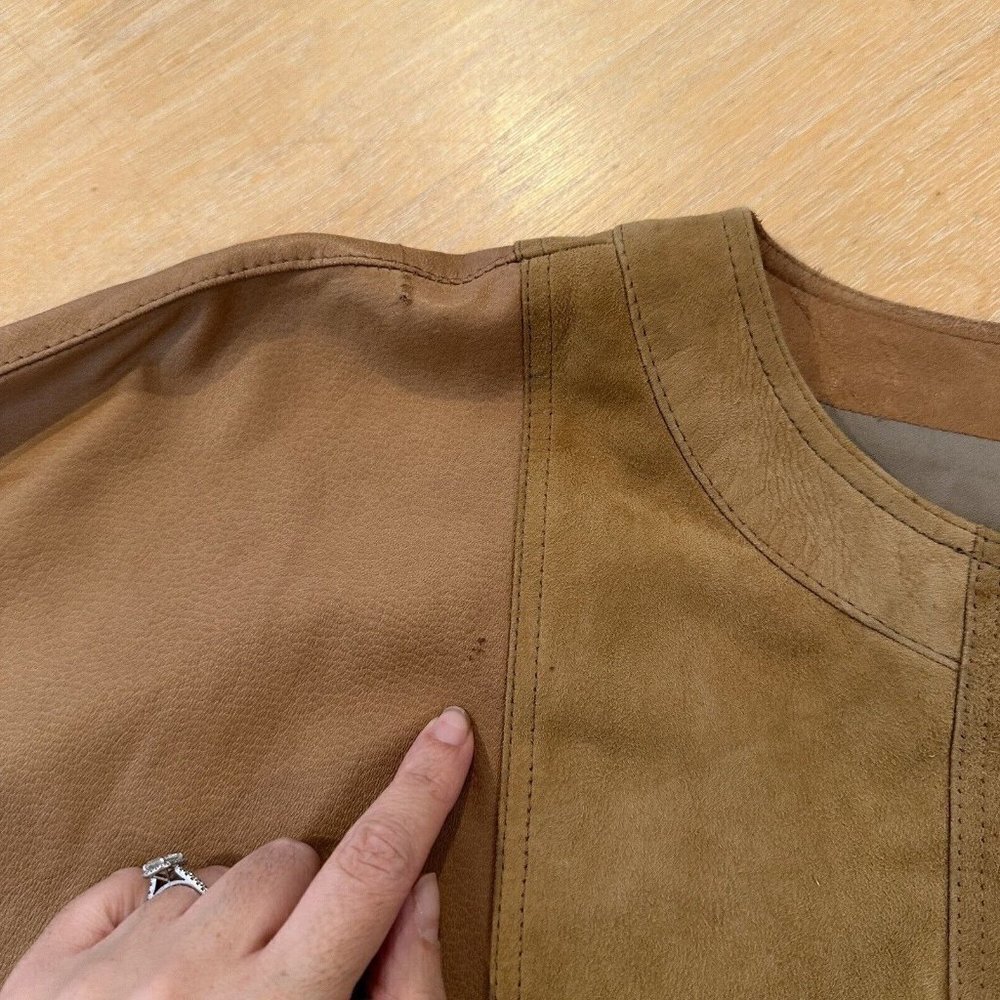 El Corte Ingles Donci Women's Camel Beige Tan Blazer Jacket 12 (42) Leather‎ - Picture 16 of 16
